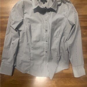 J. Crew Gray and White Striped Casual Shirt